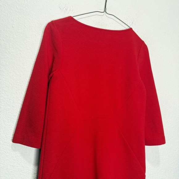 Boden Seam Detail Sheath Tunic Dress Ribbed Poppy Red 2P Petite Pockets - Picture 7 of 9